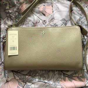 Tory Burch gray leathered crossbody purse
